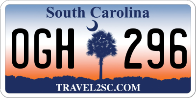 SC license plate OGH296