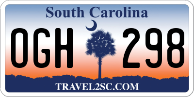 SC license plate OGH298