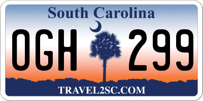 SC license plate OGH299