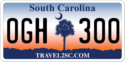 SC license plate OGH300