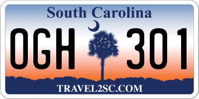 SC license plate OGH301
