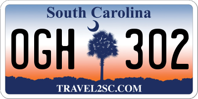 SC license plate OGH302