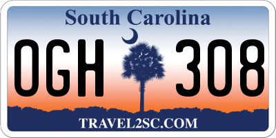 SC license plate OGH308