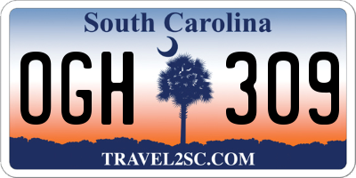SC license plate OGH309