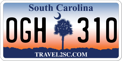 SC license plate OGH310