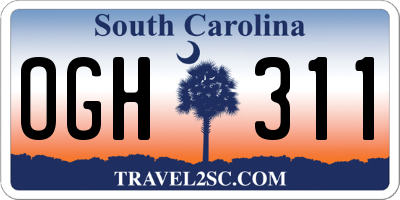 SC license plate OGH311
