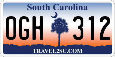 SC license plate OGH312