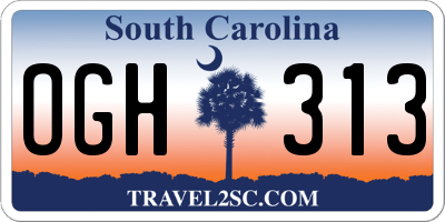 SC license plate OGH313