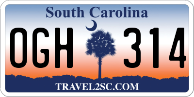 SC license plate OGH314