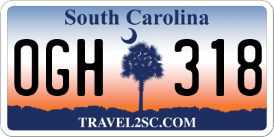 SC license plate OGH318