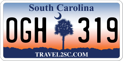 SC license plate OGH319