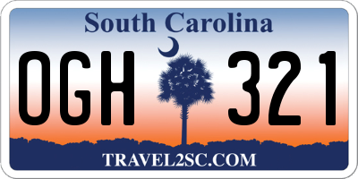 SC license plate OGH321