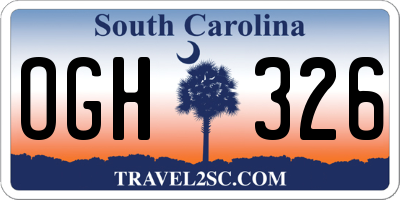 SC license plate OGH326