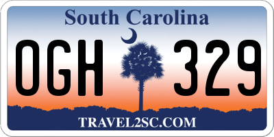 SC license plate OGH329