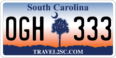 SC license plate OGH333