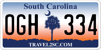 SC license plate OGH334
