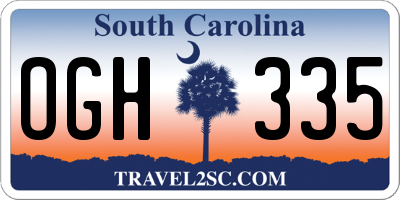 SC license plate OGH335