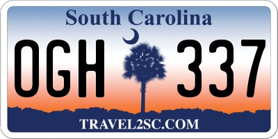 SC license plate OGH337
