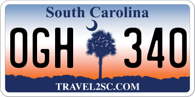 SC license plate OGH340