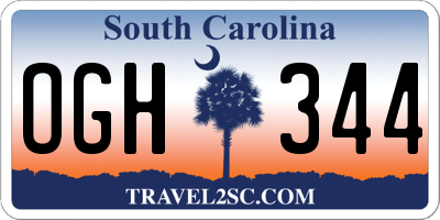 SC license plate OGH344