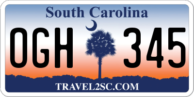 SC license plate OGH345