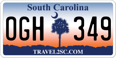 SC license plate OGH349