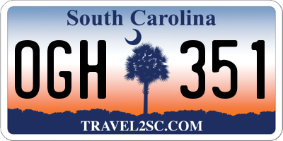 SC license plate OGH351