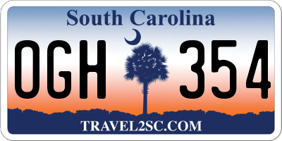 SC license plate OGH354