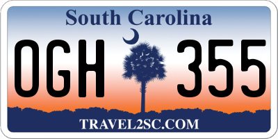 SC license plate OGH355