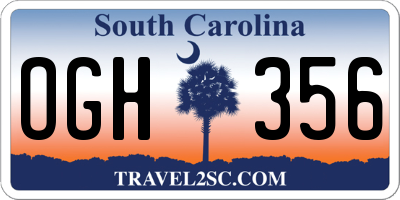 SC license plate OGH356