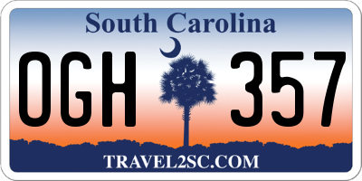 SC license plate OGH357