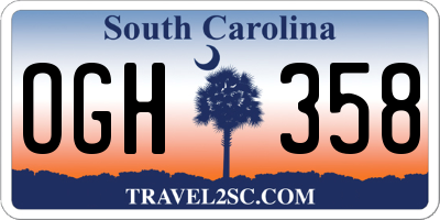 SC license plate OGH358