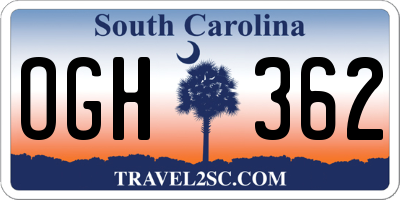 SC license plate OGH362