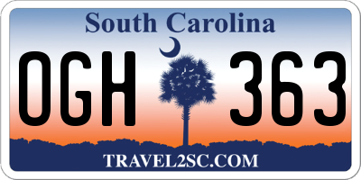SC license plate OGH363
