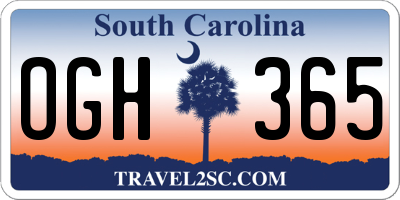 SC license plate OGH365