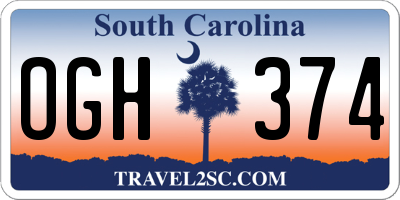 SC license plate OGH374