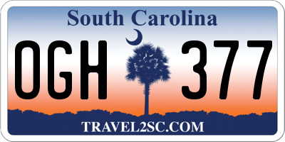 SC license plate OGH377