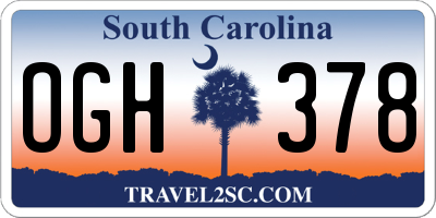 SC license plate OGH378
