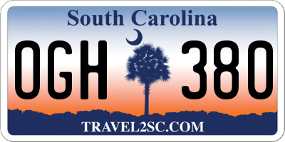 SC license plate OGH380