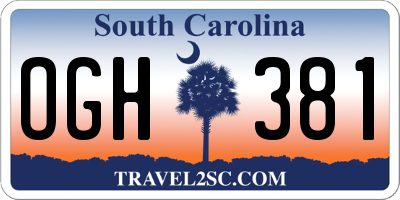 SC license plate OGH381