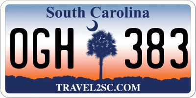 SC license plate OGH383