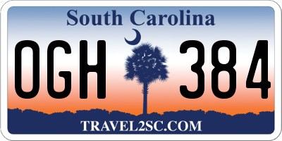 SC license plate OGH384