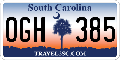 SC license plate OGH385