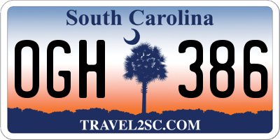 SC license plate OGH386