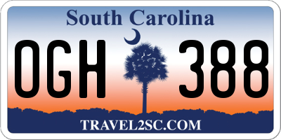 SC license plate OGH388