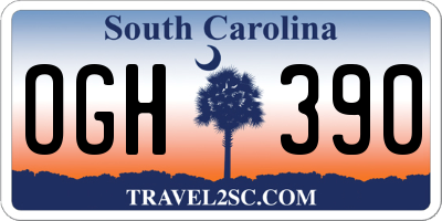SC license plate OGH390