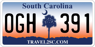 SC license plate OGH391