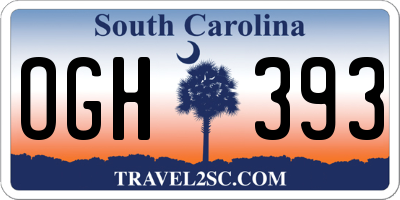 SC license plate OGH393