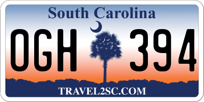 SC license plate OGH394