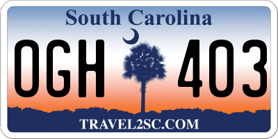 SC license plate OGH403